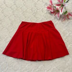 Red Pleated Mini Skort / Skirt Built-In Shorts - Medium
